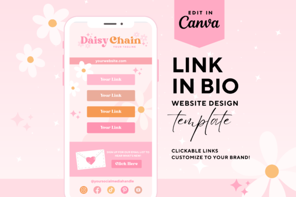 Download Cute Link in Bio Canva Website Template - Website Collection